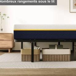 Teeno Ensemble 140x190 cm Matelas double en mousse de 17 cm + sommier à lattes Sale