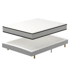Teeno Ensemble 160x200 cm Matelas en Mousse+ Lit Sommier Tapissier Déco, Epaisseur du Matelas 22cm