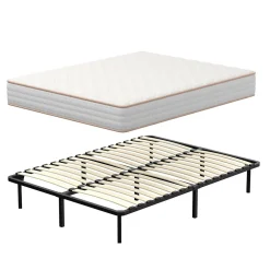 Teeno Ensemble 140x190 cm Matelas Mousse + Sommier à Lattes, Epaisseur du Matelas 18 cm