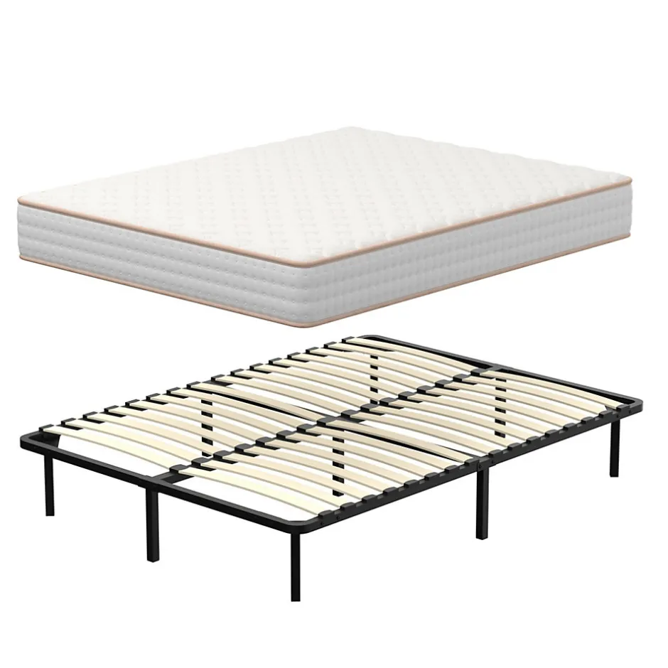 Teeno Ensemble 140x190 cm Matelas Mousse + Sommier à Lattes, Epaisseur du Matelas 18 cm