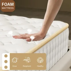 Teeno Ensemble 140x190 cm Matelas Mousse + Sommier à Lattes, Epaisseur du Matelas 18 cm