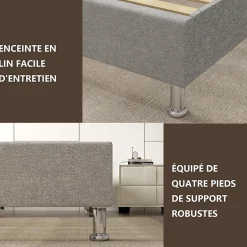 Teeno Ensemble 140x190cm Matelas à ressorts + Cadre de lit Plateforme Capitonné , Epaisseur du Matelas 30cm Clearance