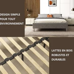 Teeno Ensemble 140x190cm Matelas à ressorts + Cadre de lit Plateforme Capitonné , Epaisseur du Matelas 30cm Clearance