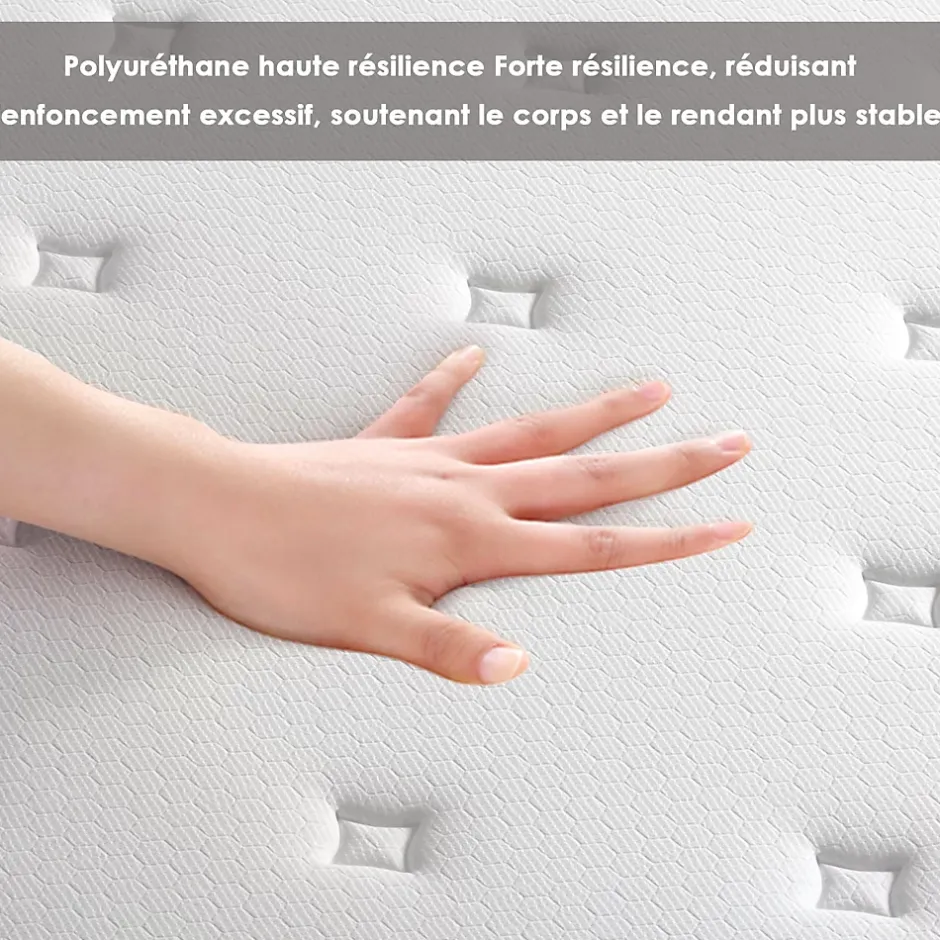 Teeno Ensemble 90x200cm matelas-châssis, matelas à ressorts ensachés et haute résilience + cadre de lit en fer robuste, comprenant 6 Online