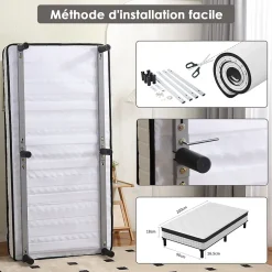 Teeno Ensemble 90x200cm matelas-châssis, matelas à ressorts ensachés et haute résilience + cadre de lit en fer robuste, comprenant 6 Online
