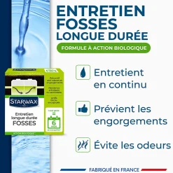 Starwax Entretien longue durée 6 mois fosses septiques 500g