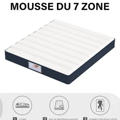 Teeno Epaisseur 22 cm matelas à ressorts + cadre de lit en métal 140x190 cm Clearance