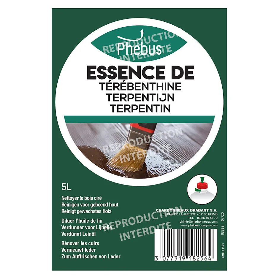 Phebus Essence de térébenthine pour traiter Phébus 5L