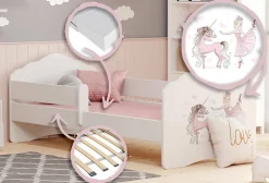 Enfant Kobi FALA lit d'enfant avec balustrade 140x70 Fille avec licorne