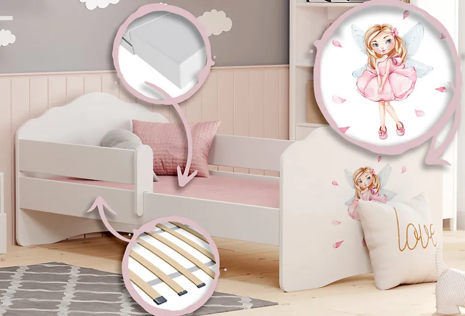 Enfant Kobi FALA lit enfant avec barreau 160x80 Fille avec ailes