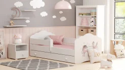 Kobi FALA lit enfant avec tiroir et barre 140x70 Fille avec licorne