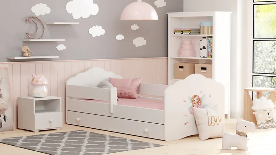 Kobi FALA lit enfant avec tiroir et barreau 160x80 fille avec ailes