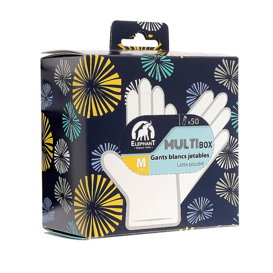Elephant Gants en latex Multi'Box Taille 8, 50 pièces