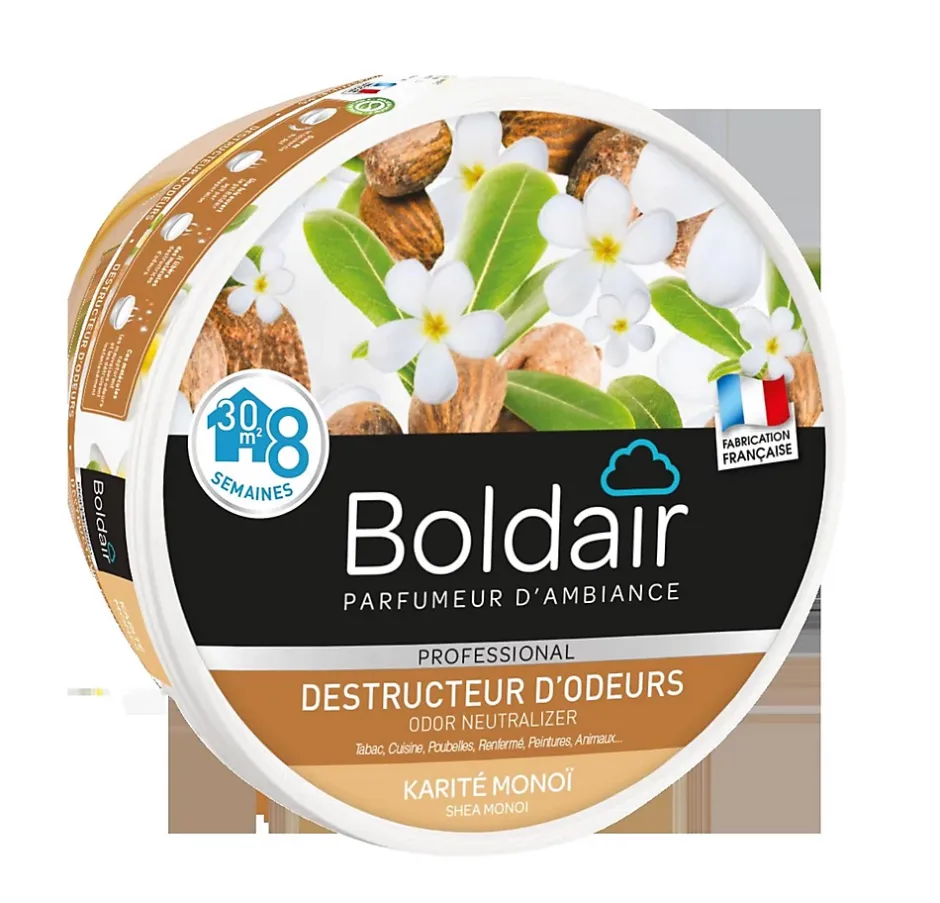 Boldair Gel destructeur d'odeurs karité Monoï Pot 300g Sale