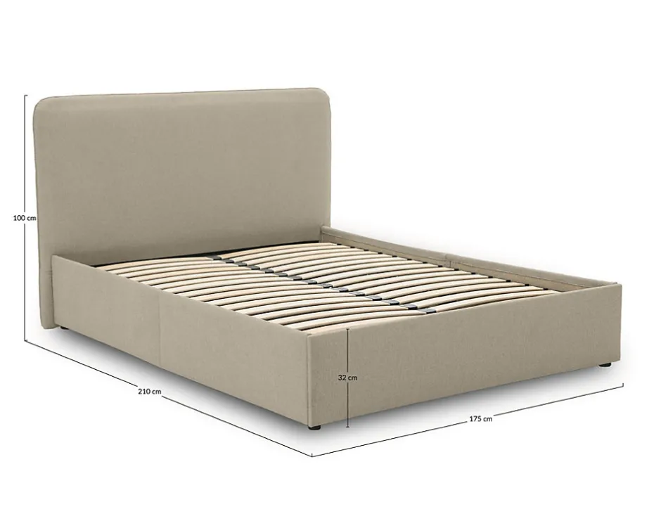 Best Mobilier Goyave - lit coffre - 160x200 - en tissu - sommier inclus -