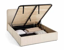 Best Mobilier Goyave - lit coffre - 140x190 - en velours côtelé - sommier inclus - Sale