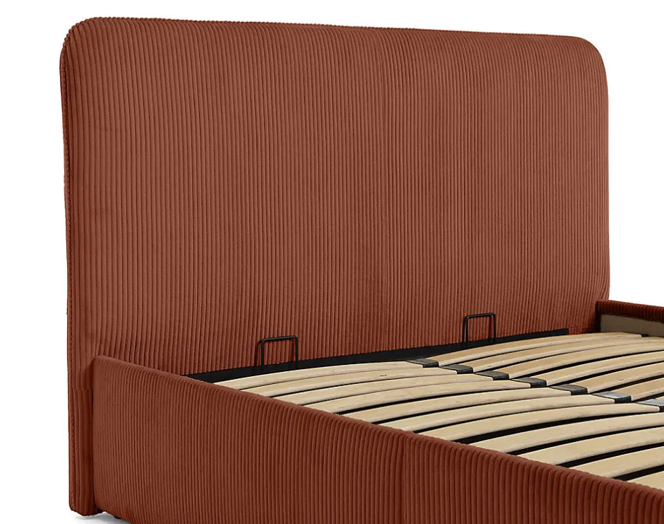 Best Mobilier Goyave - lit coffre - 140x190 - en velours côtelé - sommier inclus -