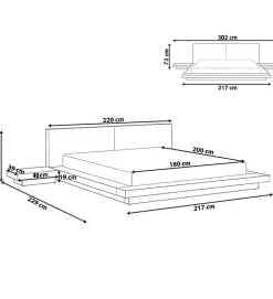 Pro Et Discount Grand Lit plateforme king size blanc 180 x 200 XXL tables de chevets