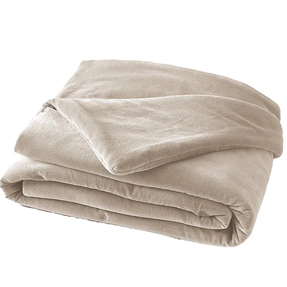 Altobuy HARRIS - Chemin de Lit 90x200cm Velours de Coton Coloris Pampa