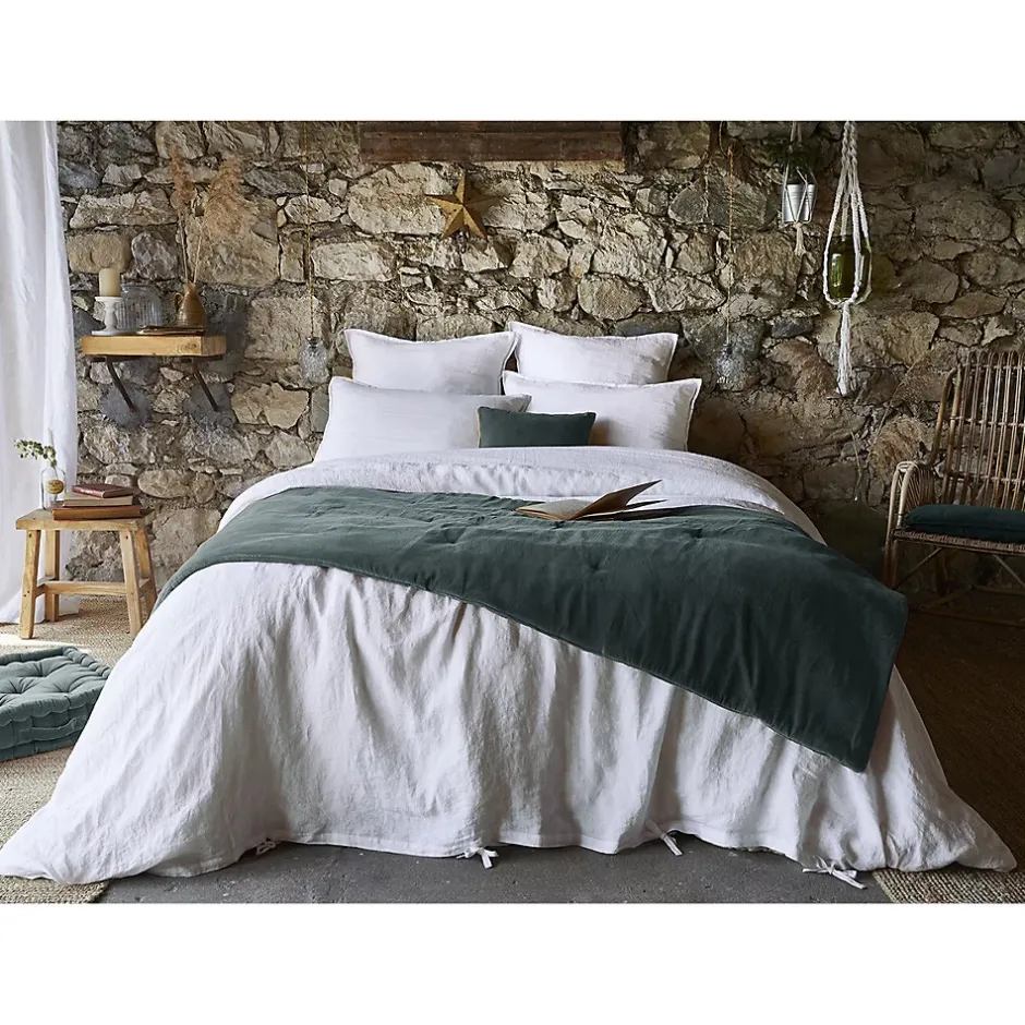 Altobuy HARRIS - Chemin de Lit 90x200cm Velours de Coton Coloris Ardoise Best