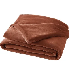 Altobuy HARRIS - Chemin de Lit 90x200cm Velours de Coton Coloris Terracotta