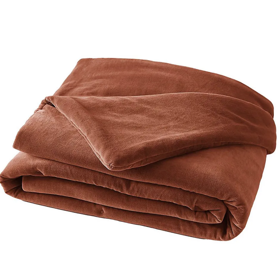 Altobuy HARRIS - Chemin de Lit 90x200cm Velours de Coton Coloris Terracotta