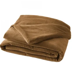 Altobuy HARRIS - Chemin de Lit 90x200cm Velours de Coton Coloris Camel