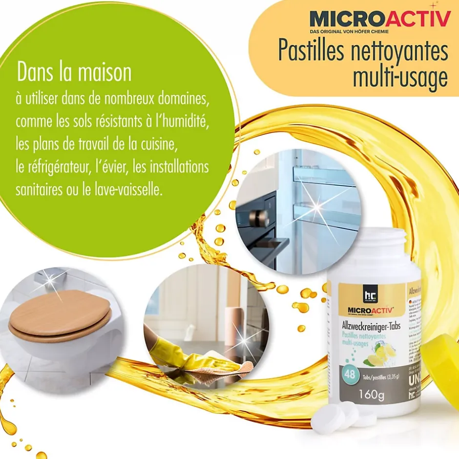 Höfer Chemie Microactiv Pastilles Nettoyantes Multi-usages 6 x 160 G, Parfum Citron Best