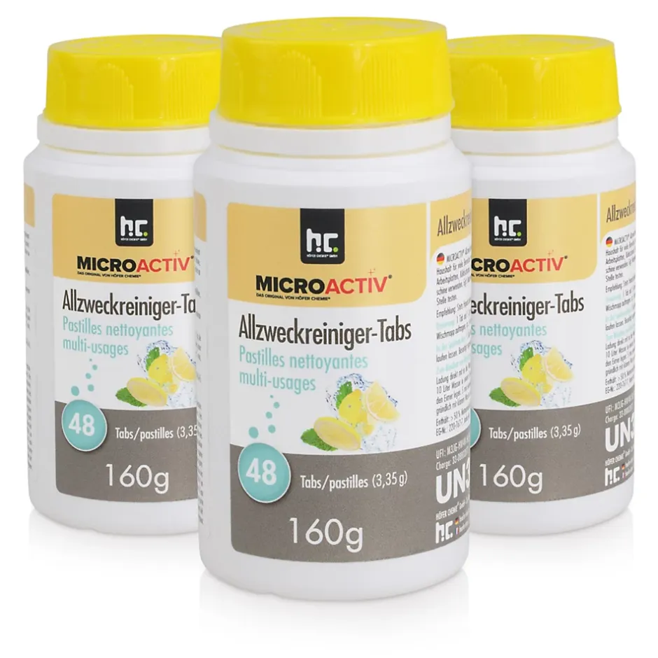 Höfer Chemie Microactiv Pastilles Nettoyantes Multi-usages 3 x 160 G, Parfum Citron Hot