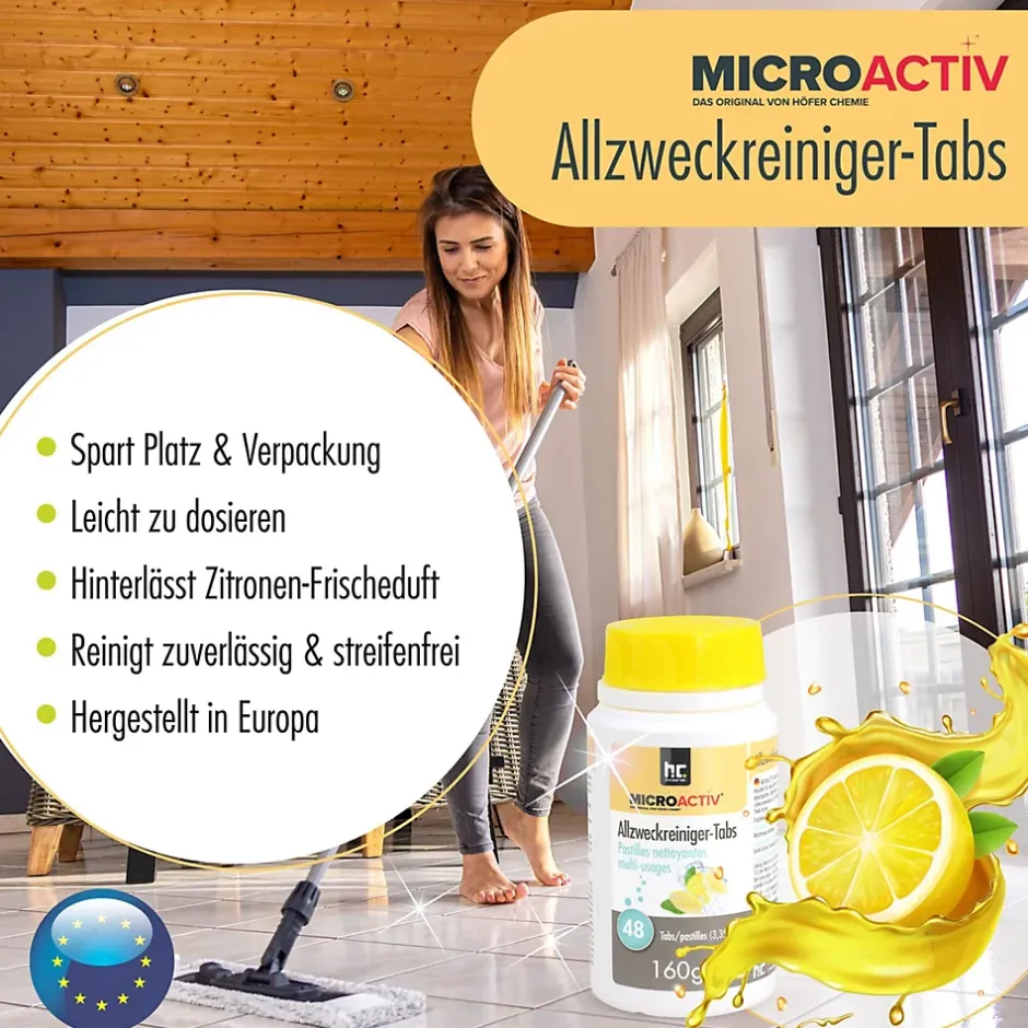 Höfer Chemie Microactiv Pastilles Nettoyantes Multi-usages 3 x 160 G, Parfum Citron Hot