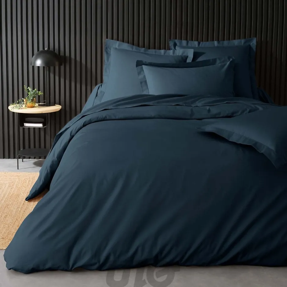 Douceur D'Intérieur Housse de Couette 2 Personnes Percale Uni 78 fils percaline 260x240cm bleu
