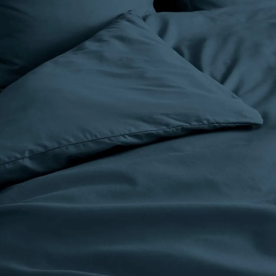 Douceur D'Intérieur Housse de Couette 2 Personnes Percale Uni 78 fils percaline 260x240cm bleu