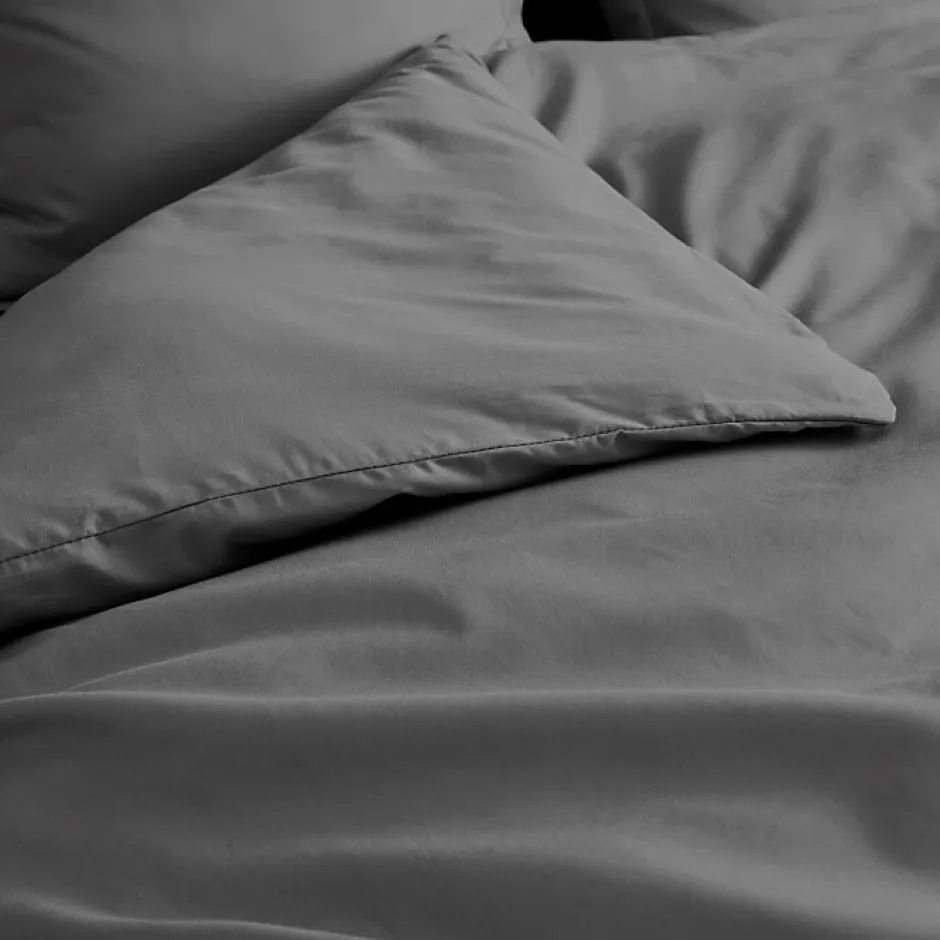 Douceur D'Intérieur Housse de Couette 2 Personnes Percale Uni 78 fils percaline 240x220cm anthracite