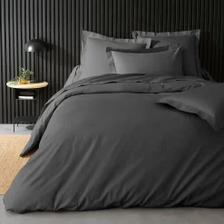 Douceur D'Intérieur Housse de Couette 2 Personnes Percale Uni 78 fils percaline 240x220cm anthracite