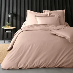Douceur D'Intérieur Housse de Couette 2 Personnes Percale Uni 78 fils percaline 260x240cm Rose