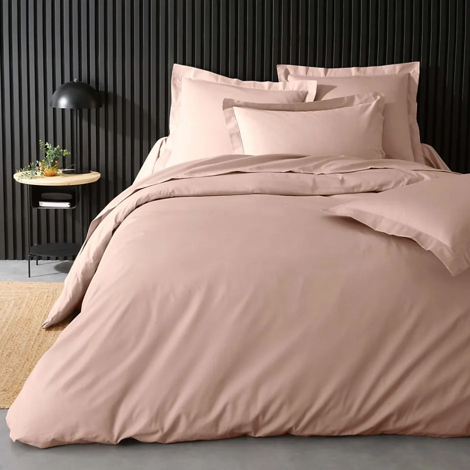 Douceur D'Intérieur Housse de Couette 2 Personnes Percale Uni 78 fils percaline 260x240cm Rose