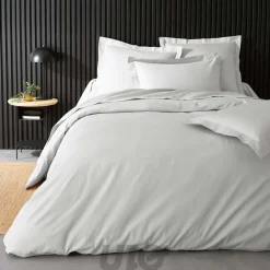 Douceur D'Intérieur Housse de Couette 2 Personnes Percale Uni 78 fils percaline 260x240cm Blanc Discount