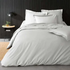 Douceur D'Intérieur Housse de Couette 2 Personnes Percale Uni 78 fils percaline 260x240cm Blanc Discount