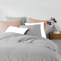Douceur D'Intérieur Housse de couette 260 x 240 cm coton lavé 57 fils Linette Gris Hot