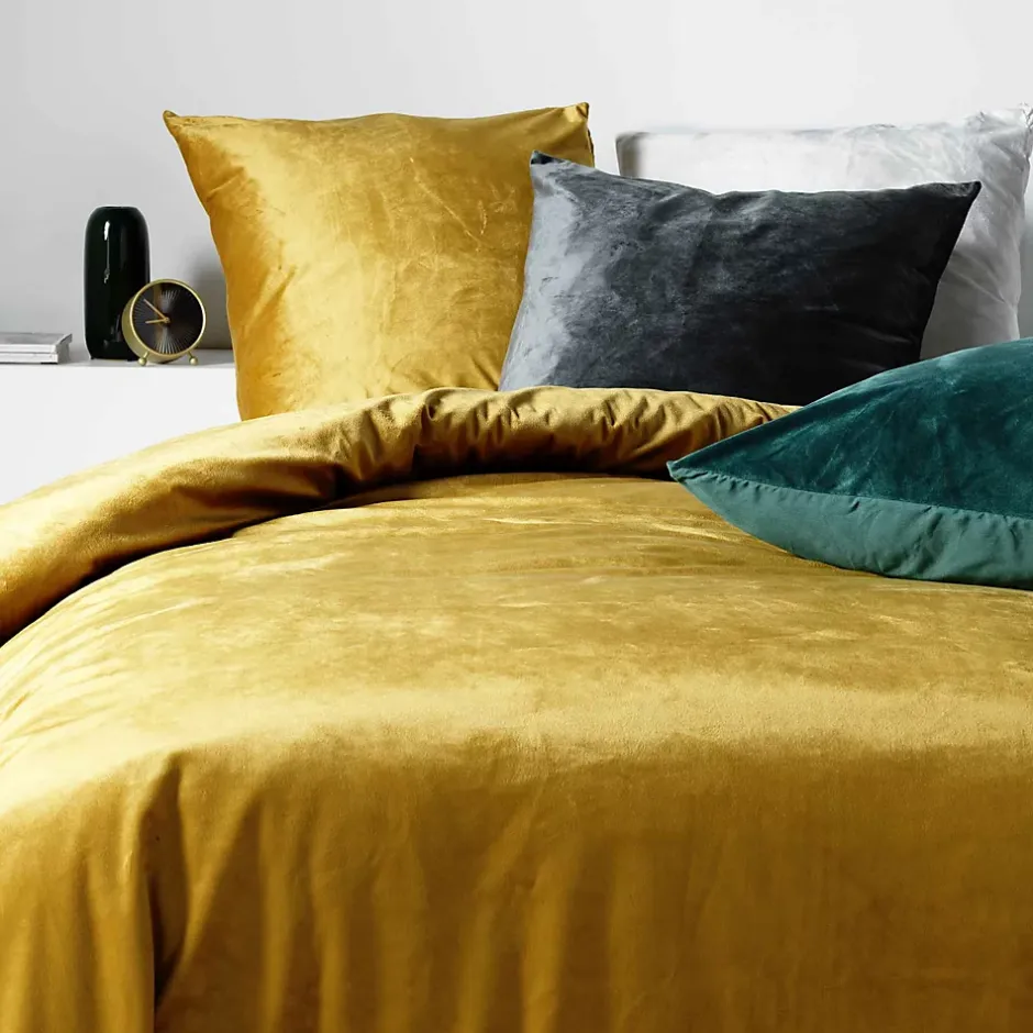 Douceur D'Intérieur Housse de Couette 240 x 220 cm Velours Uni Velina Anthracite + 2 Taies