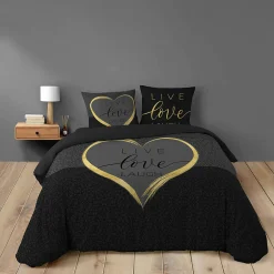 Douceur D'Intérieur Housse de couette 240 x 220 cm + 2 taies Coton 42 fils Imprimé placé Crazy Love