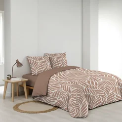 Douceur D'Intérieur Housse de couette 240 x 220 cm imprimée 57 fils MORGANE Mocha 2 taies incluses Online