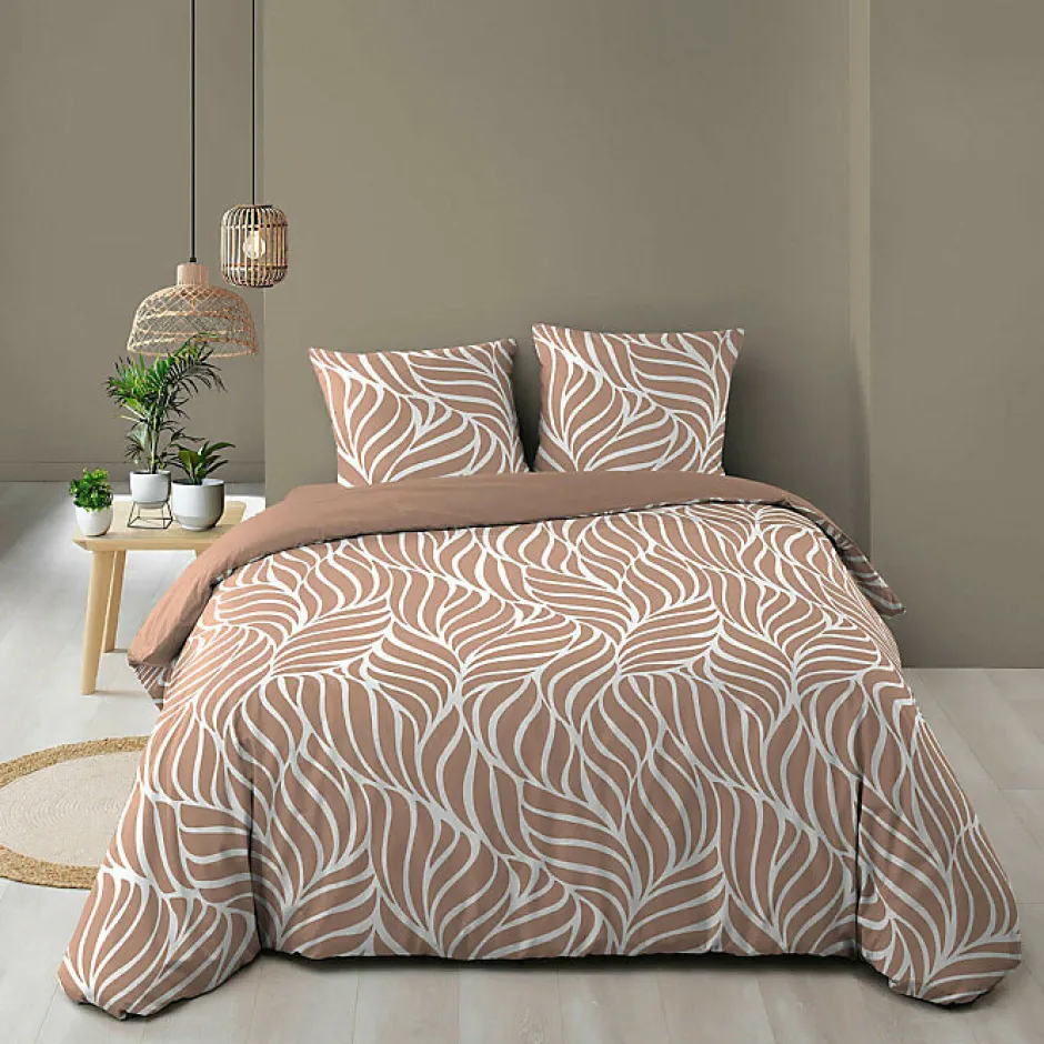 Douceur D'Intérieur Housse de couette 240 x 220 cm imprimée 57 fils MORGANE Mocha 2 taies incluses Online