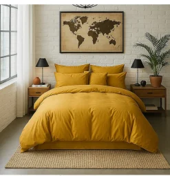 Eden Housse de couette 220 x 240 cm jaune moutarde