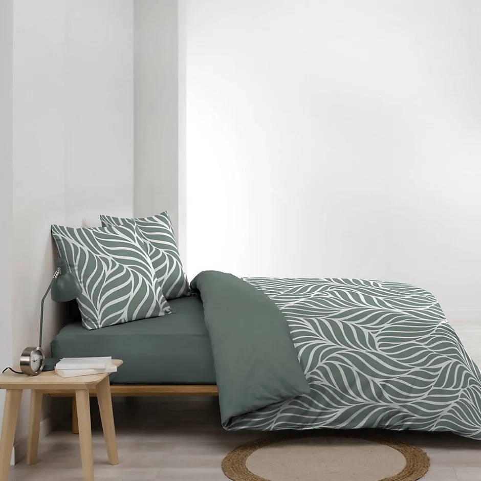 Douceur D'Intérieur Housse de couette 240 x 220 cm imprimée 57 fils MORGANE Sauge 2 taies incluses
