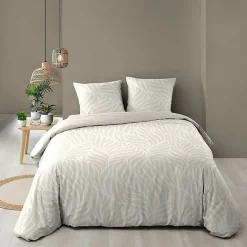 Douceur D'Intérieur Housse de couette 240 x 220 cm imprimée 57 fils MORGANE Naturel 2 taies incluses Sale