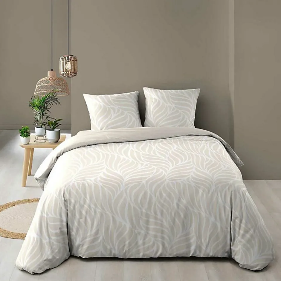 Douceur D'Intérieur Housse de couette 240 x 220 cm imprimée 57 fils MORGANE Naturel 2 taies incluses Sale
