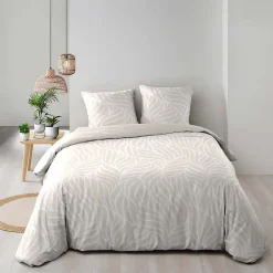 Douceur D'Intérieur Housse de couette 240 x 220 cm imprimée 57 fils MORGANE Naturel 2 taies incluses Sale