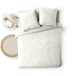 Douceur D'Intérieur Housse de couette 240 x 220 cm imprimée 57 fils MORGANE Naturel 2 taies incluses Sale