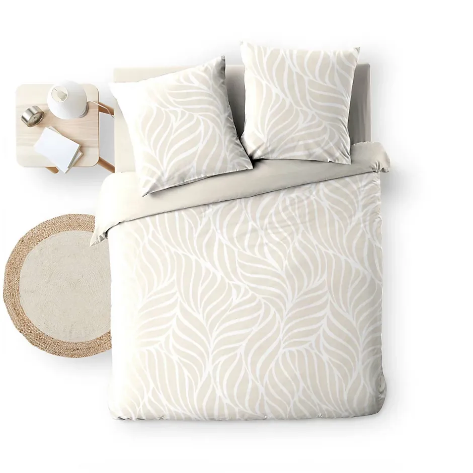 Douceur D'Intérieur Housse de couette 240 x 220 cm imprimée 57 fils MORGANE Naturel 2 taies incluses Sale